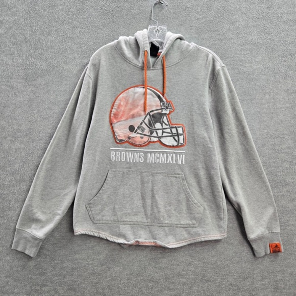 Cleveland Browns Women Hoodie Small Gray Logo Embroidered Fleece Pullover